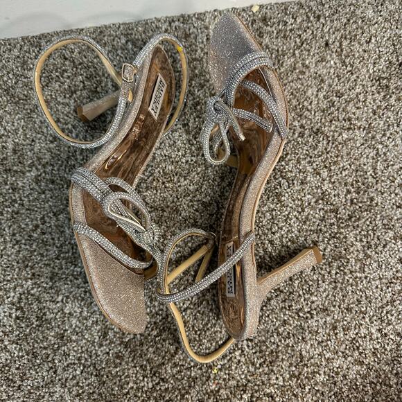 BADGLEY MISHKA Women's Effie Ankle Strap Sandal Size 11 In Champagne - Picture 10 of 10